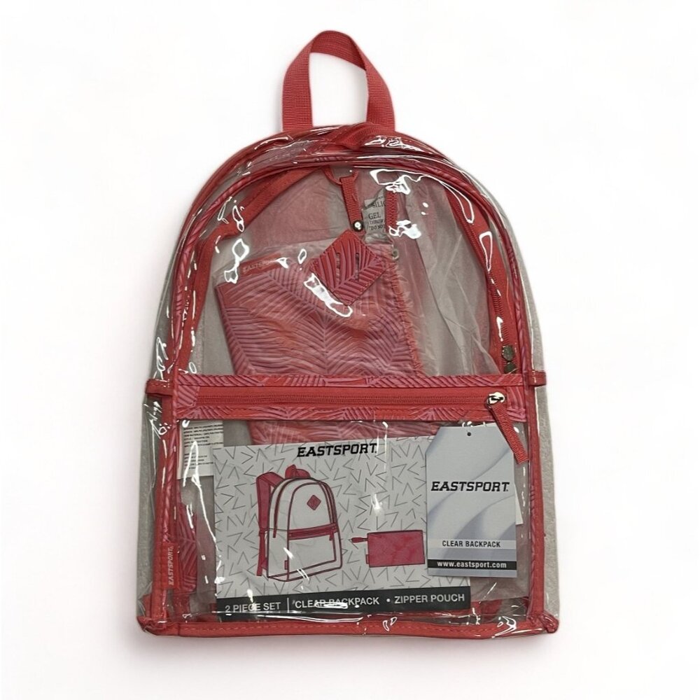 Eastsport Clear Backpack With Zipper Pouch Set - Multiple Colors, Pack of 4, New - Picture 2 of 16